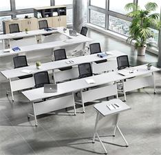 白色板式學生辦公折疊帶輪多功能員工會議培訓條桌椅組合