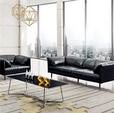 牛皮會客沙發/茶幾現代簡約真皮辦公商務沙發